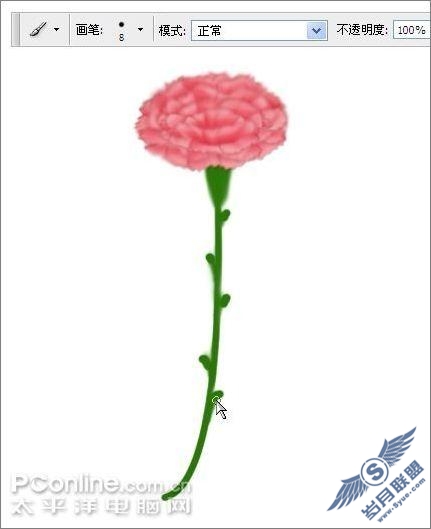 母亲节用AdobePhotoshop鼠绘一支康乃馨(7)