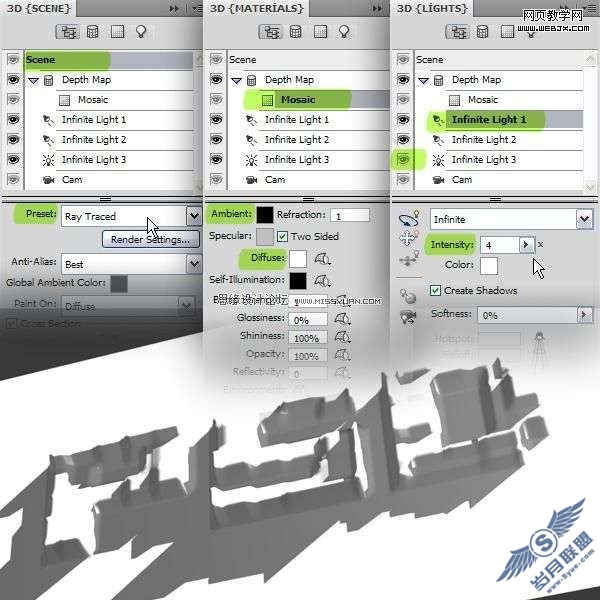 photoshop文字特效:制作三维砖块效果文字【图】_