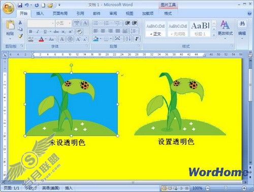 在Word 2007文档中设置图片透明色