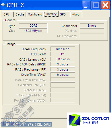 CPU-Z软件内存选项(英文版) CPU-Z软件内存选项(英文版)