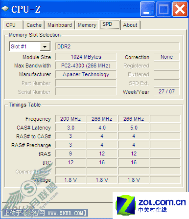 CPU-Z软件SPD信息(英文版) CPU-Z软件SPD信息(英文版)