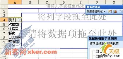 包含“类别”行的数据透视表