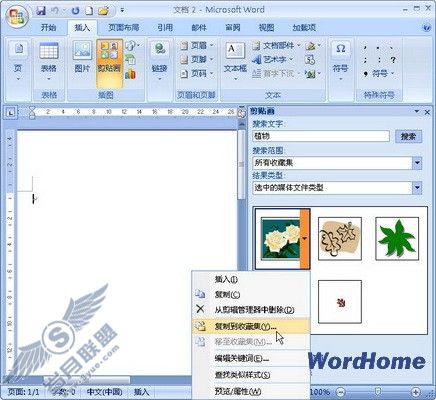 在Word 2007文档中修改剪贴画关键字