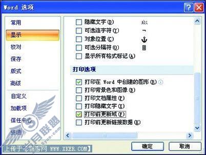 图2 选中“打印前更新域”