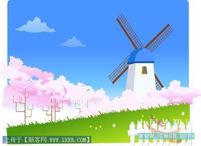 Flash鼠绘入门实例教程:卡通风景画中风车的画法
