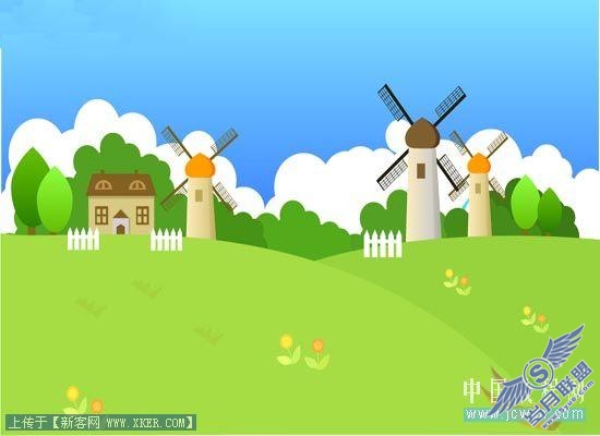 Flash鼠绘入门实例教程:卡通风景画中风车的画法