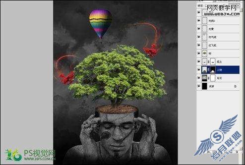 Photoshop合成制作正努力思考的意境图【图】_新客网