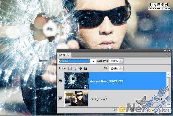 Photoshop合成制作子弹击穿玻璃效果【图】_新客网
