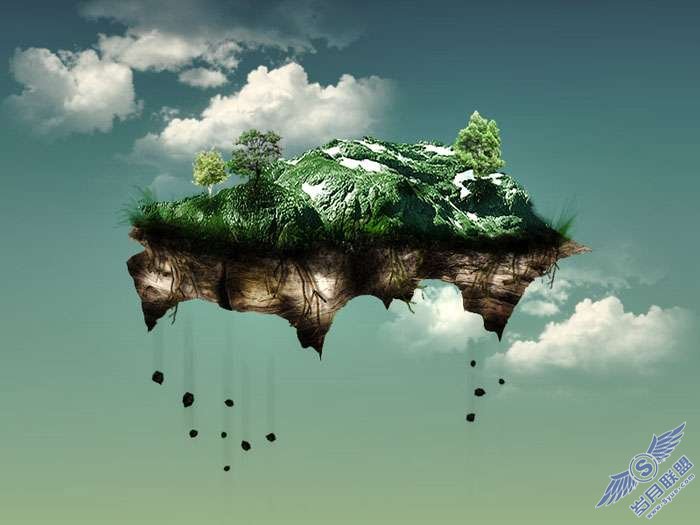 Photoshop合成在空中飘浮的陆地教程【图】_新客网