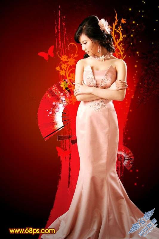 Photoshop照片处理:给美女加上古典中国特色背景【图】_新客网