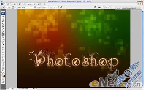 Photoshop文字特效:制作炫彩的花纹文字特效【图】_新客网