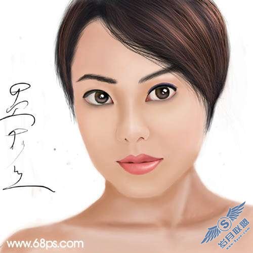 Photoshop鼠绘:短发美女头像