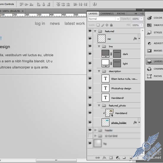 Photoshop制作简约的WordPress网页模板