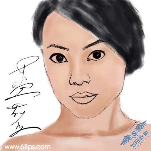 Photoshop鼠绘:短发美女头像
