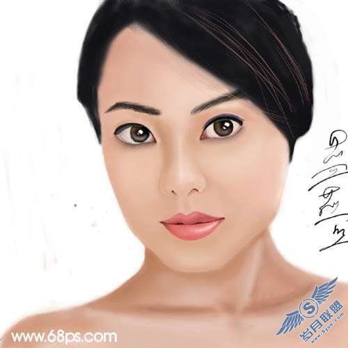 Photoshop鼠绘:短发美女头像