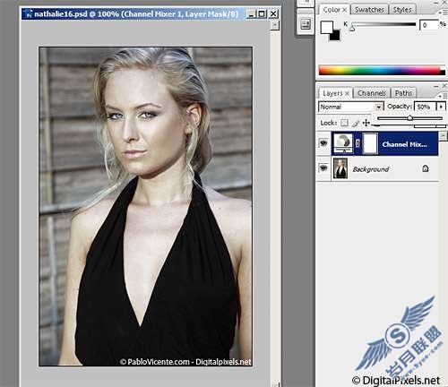 Photoshop黑色、白色和褐色三色混合制作彩色照片