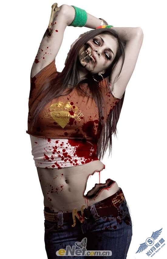 Photoshop制作恐怖的女僵尸