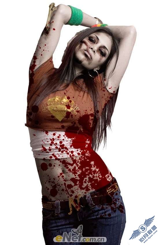 Photoshop制作恐怖的女僵尸