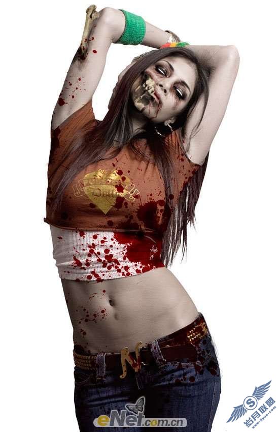 Photoshop制作恐怖的女僵尸