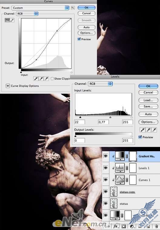 Photoshop制作炫光裸体雕塑人物效果