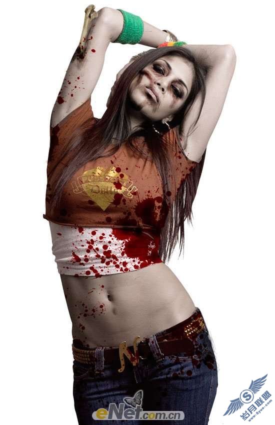 Photoshop制作恐怖的女僵尸