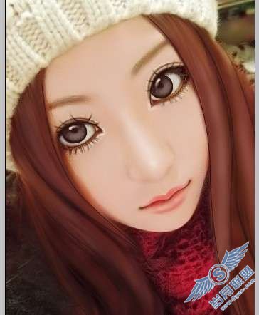 Photoshop手绘:制作MM可爱的卡通效果