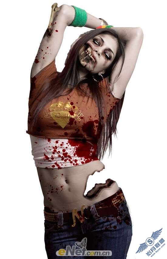 Photoshop制作恐怖的女僵尸