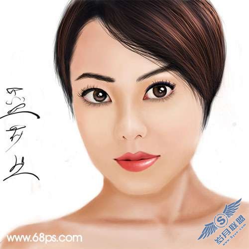 Photoshop鼠绘:短发美女头像