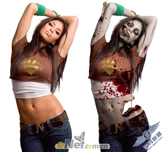 Photoshop制作恐怖的女僵尸