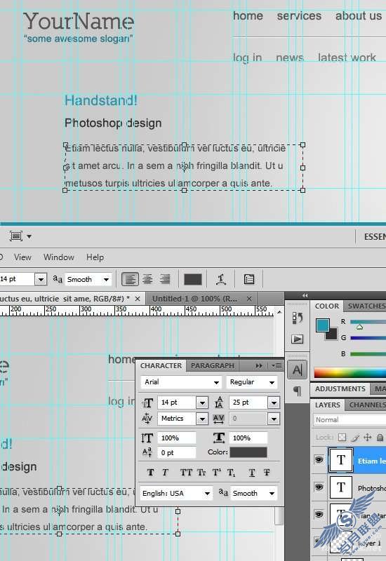 Photoshop制作简约的WordPress网页模板