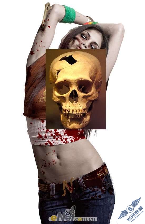 Photoshop制作恐怖的女僵尸