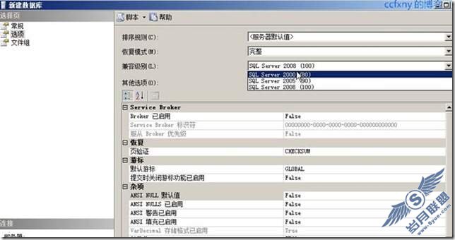 新建数据库页面