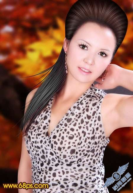 Photoshop制作中年妇女古典手绘效果