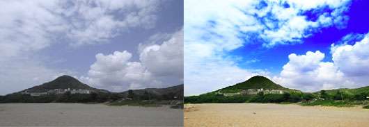 Photoshop修复灰暗的天空变清新的蓝天白云