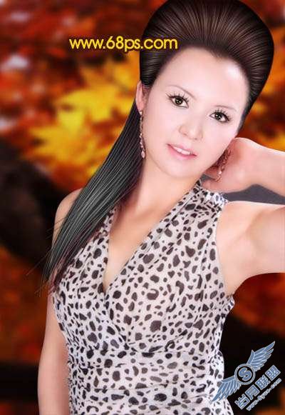 Photoshop制作中年妇女古典手绘效果