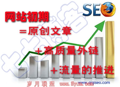 网站初期=原创文章+高质量外链+流量的推进