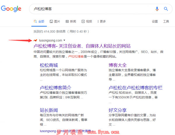 谷歌搜索突显网站的ICO图标和网址