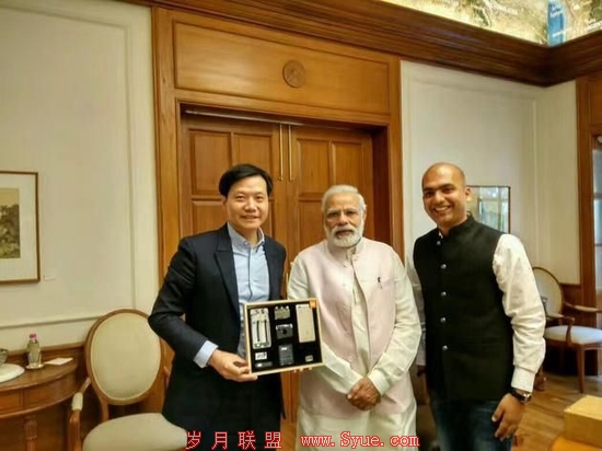 2017年,印度总理莫迪会见访印的小米集团董事长雷军